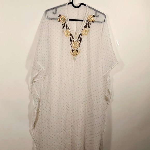 Swim suite cover-up Beaded Sheer polka dot Size Large - Picture 6 of 8